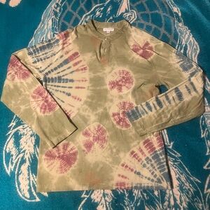 Earthbound Tie-Dye Boho Long Sleeve Henley Shirt NEW M